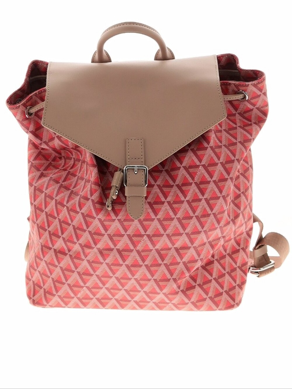 Lancaster Ikon Canvas Backpack with Beige Leather Flap
